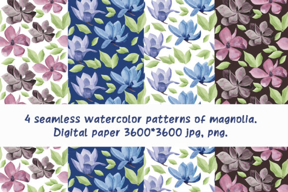 4 Seamless Watercolor Patterns Magnolia: A Practical Digital Paper Collection