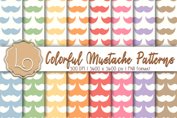 Colorful Mustache Patterns: Creative Design Assets