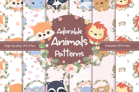 Cute Animals and Flowers Patterns Set: A Versatile Design Resource for Creatives and Professionals