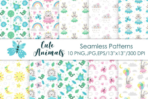 Cute Animals Seamless Patterns