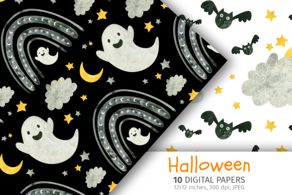 Cute Halloween Digital Paper for Creative Projects