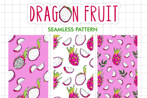 Dragon Fruit Seamless Patterns