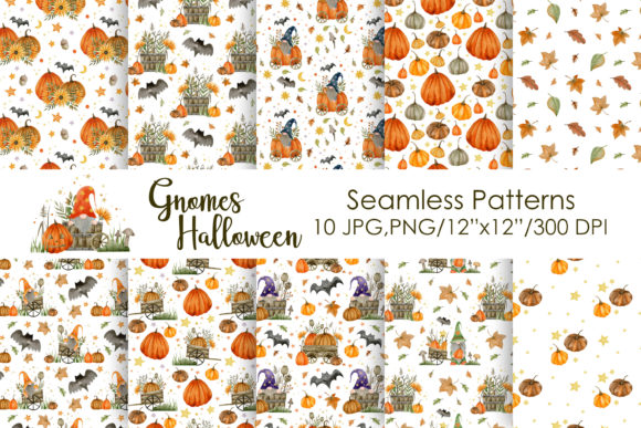 Watercolor Halloween Seamless Patterns for Creatives